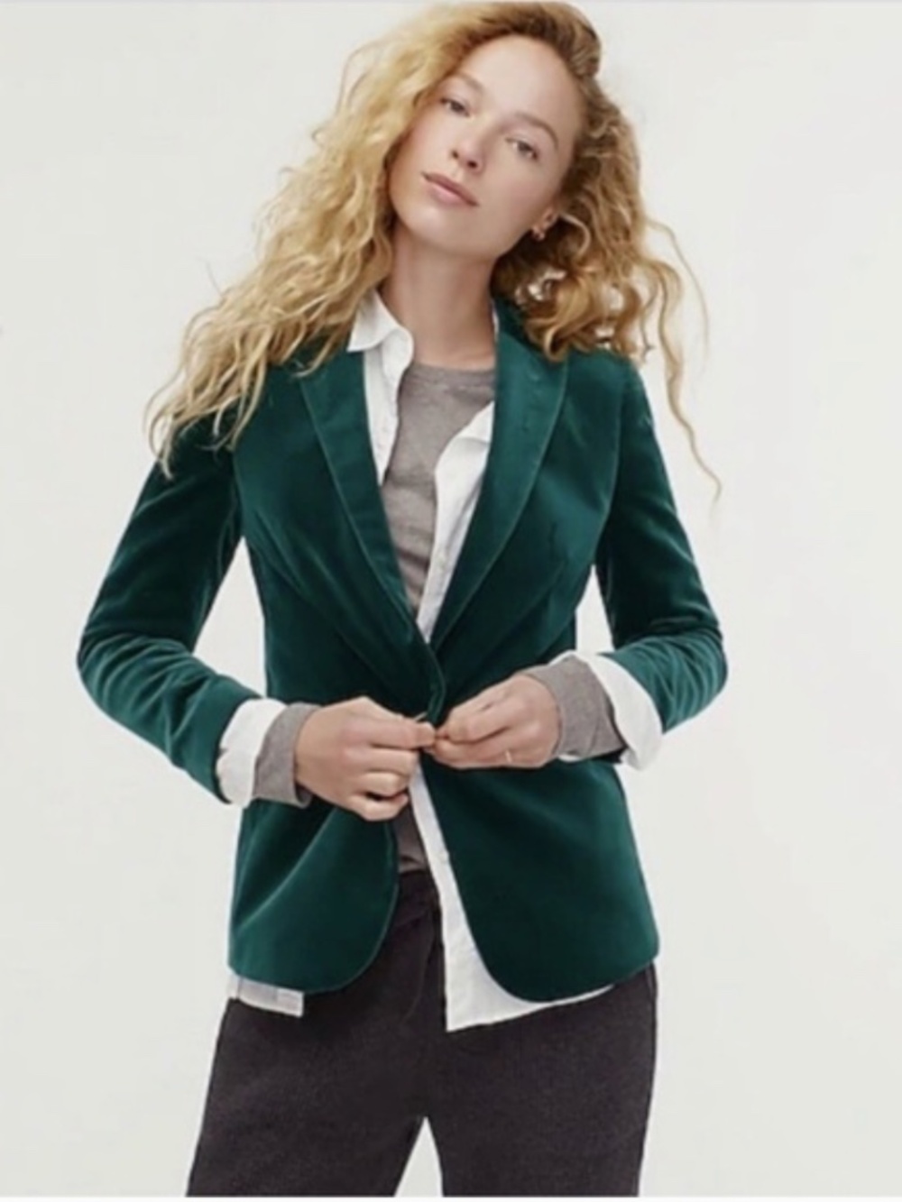 NWT: J Crew Women's Size 6 Old Forest Green Parke Blazer in Velvet